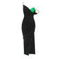 Black Sling Colorblock Dress Knit Bandage Evening Dress Winter Fashion for Women