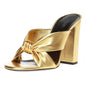 Aria Knot-Front Block-Heel Mules