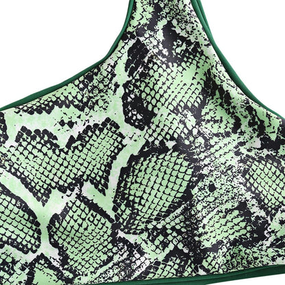 Reversible One-Shoulder Snake Print Bikini Set