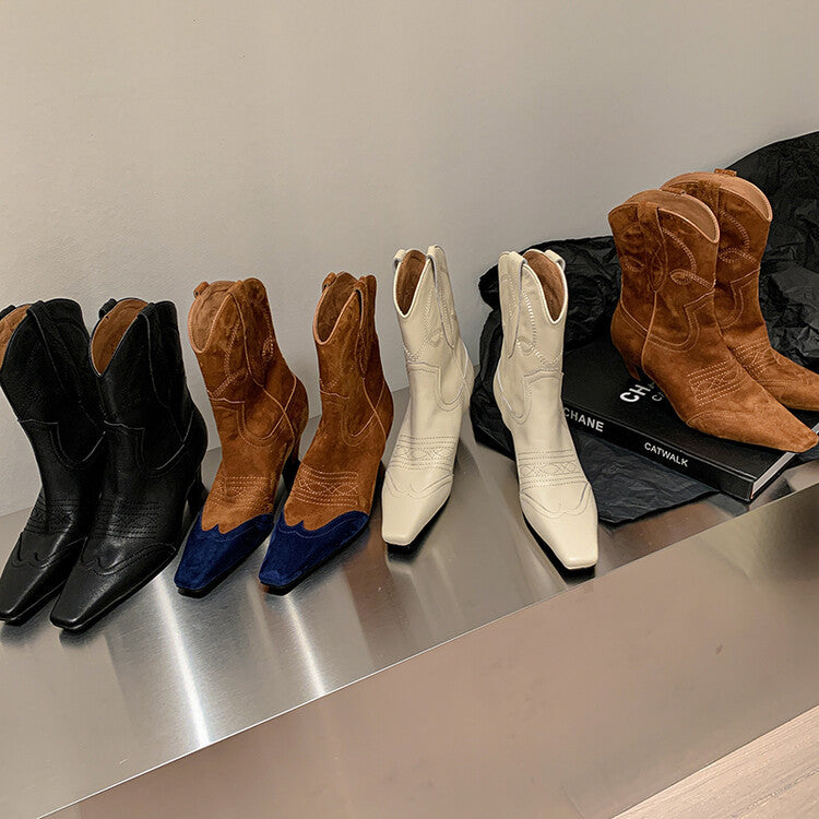 Saddle Muse Western Boots – Suede & Leather Square Toe Collection  D