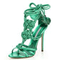 Knotted Tassel Lace-Up Stiletto Sandals