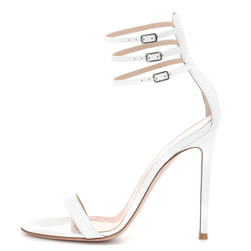 Triple Strap Minimalist Stiletto Sandals