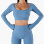 Fast Drying Sports Top and Short Set, Slim Fit Long Sleeve Yoga Outfit