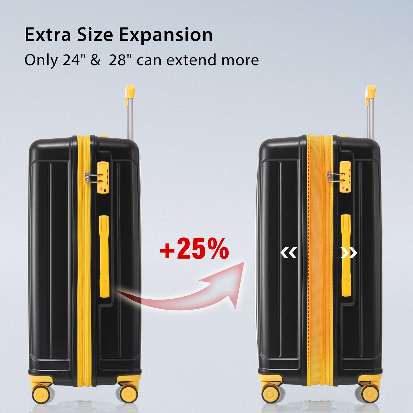 Stylish Piece Luggage Set, 3 Pieces, Expandable Luggages Spinner Suitcases with TSA Lock, Lightweight Carry on Luggage 20inch 24inch 28inch