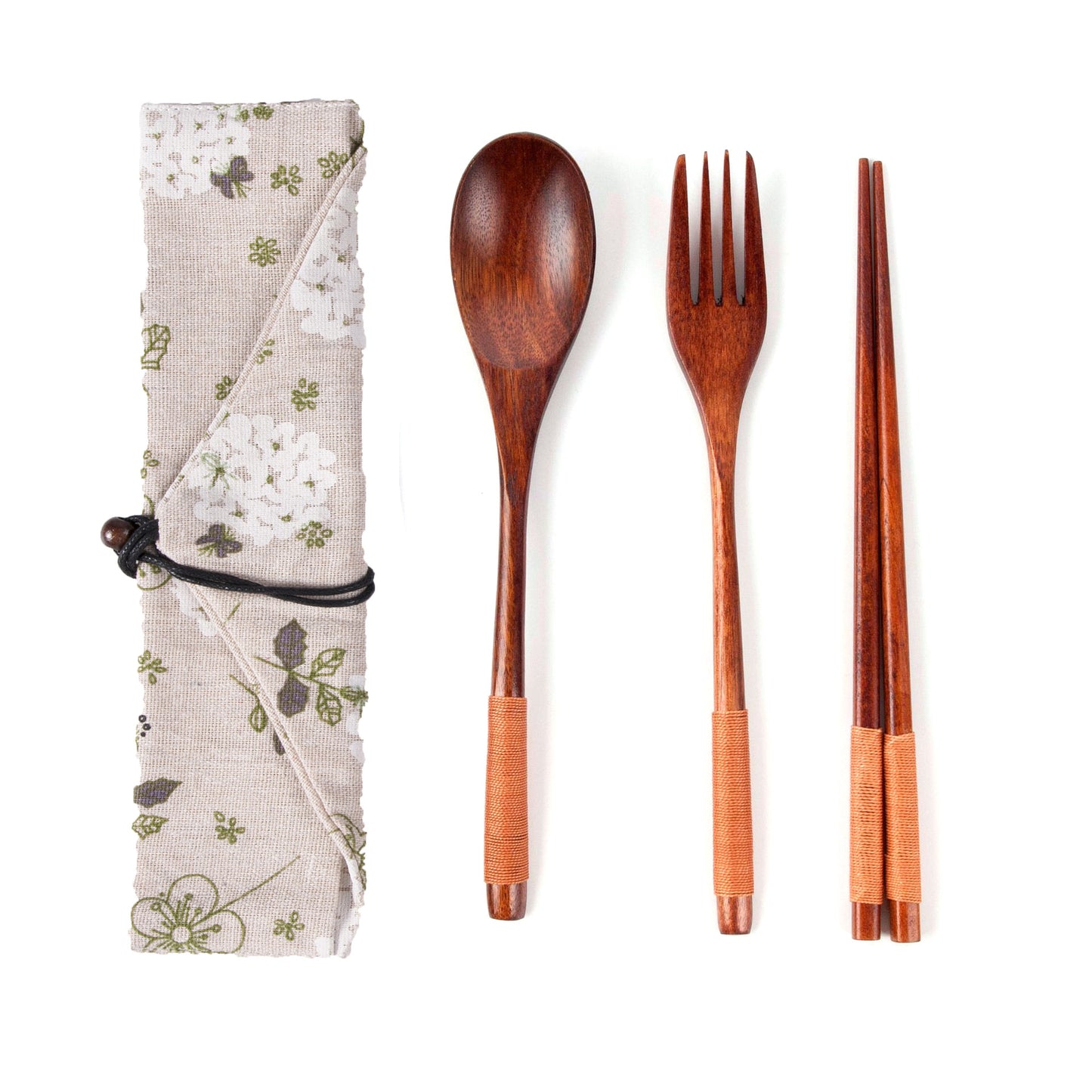 Three Piece Set of Japanese Wooden Tableware, Chopsticks, Spoons,Knife, Fork, Knife