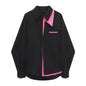 Two-Tone Contrast Button-Down Shirt – Black & Pink