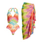 Tropical Mirage Cutout Swimsuit & Tassel Sarong Set