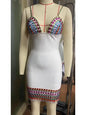 Rainbow Crystal Embellished Fringe-Hem Mini Dress