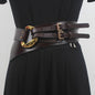 Double Buckle Waist Belt in Black, Coffee, Dark Grey, Caramel, and Apricot – Bold, Chic, and Figure-Flattering