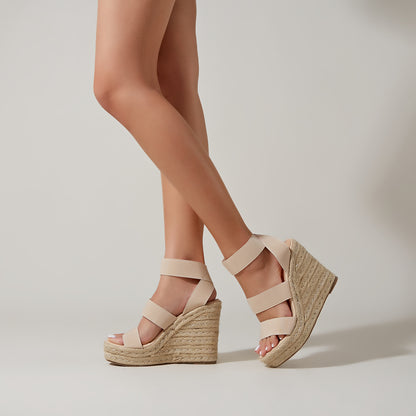Soleil Elastic Strap Espadrille Wedges