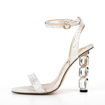 Women's  Strappy Sandals With High Crystal Heels
