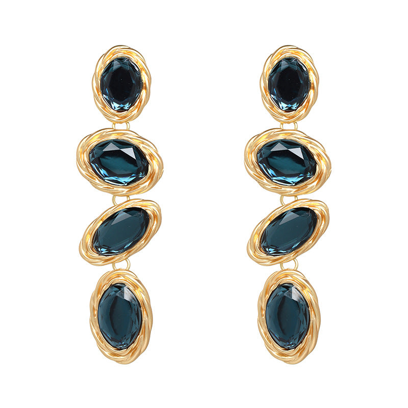 Long Diamond Replica Earrings in Multiple  Stone Colors
