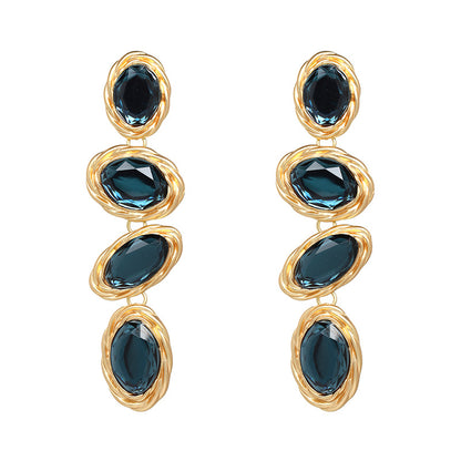 Long Diamond Replica Earrings in Multiple  Stone Colors