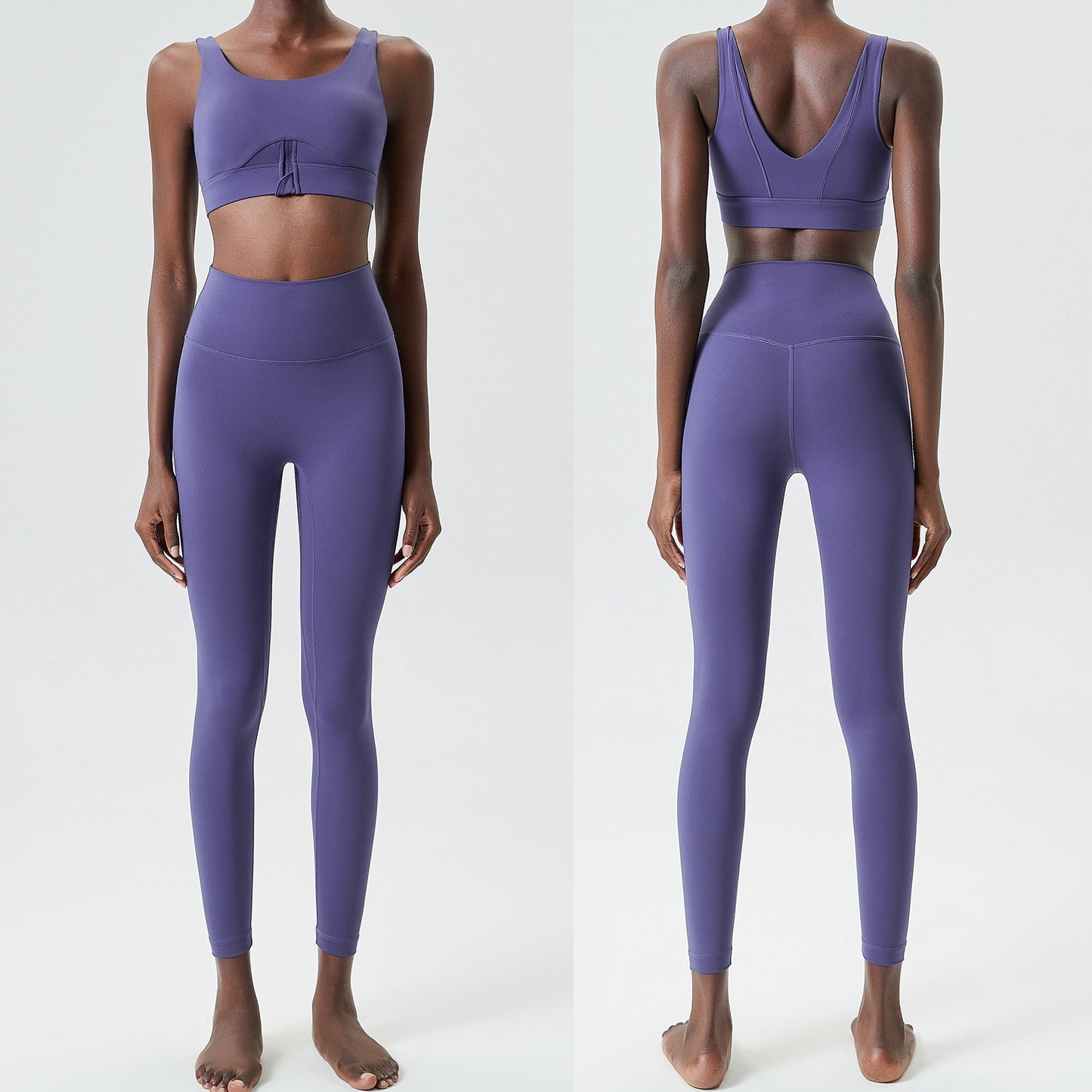 Zippered Form Accentuating Leggings and Sports Bra