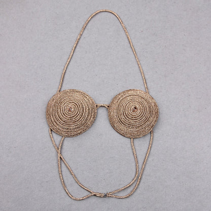 Rose Gold Halter Bra Top With Diamond Chain Details