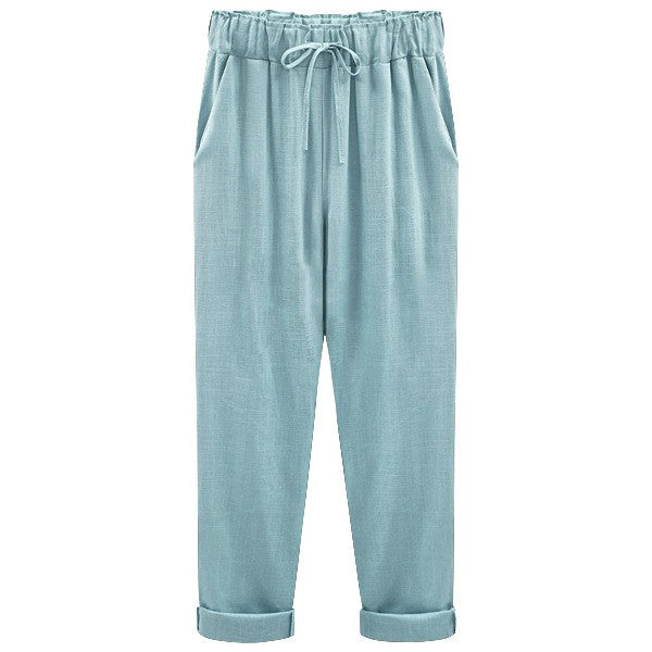 Women's Cotton and Linen Cropped Loose Pants, Multiple  Colors Options