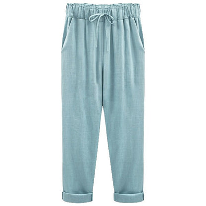 Women's Cotton and Linen Cropped Loose Pants, Multiple  Colors Options