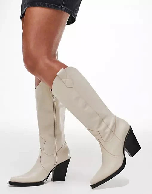 Knee High Cowhide Chic Western Boots – Multiple Colors