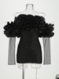 Women's New Strapless Bodycon Mini Dress with Floral Design Details