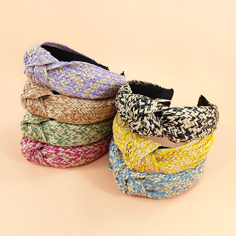 Colorful Sweet Romance Braided Straw Headbands