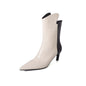 Two-Tone Chic Patent Leather Mid-Heel Boots