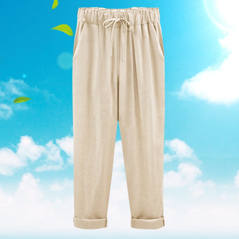 Women's Cotton and Linen Cropped Loose Pants, Multiple  Colors Options