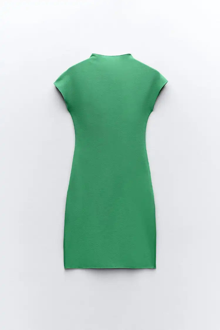 Minimalist Knitted Short Stretchy Green Dress