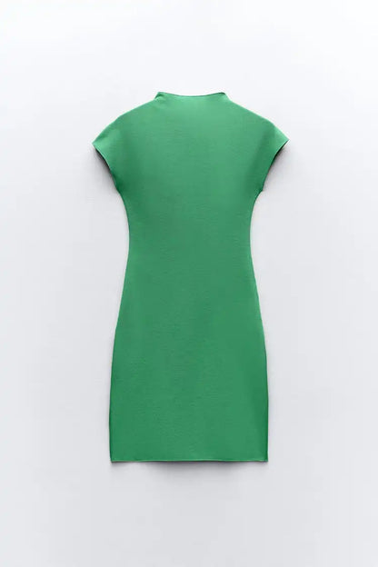 Minimalist Knitted Short Stretchy Green Dress