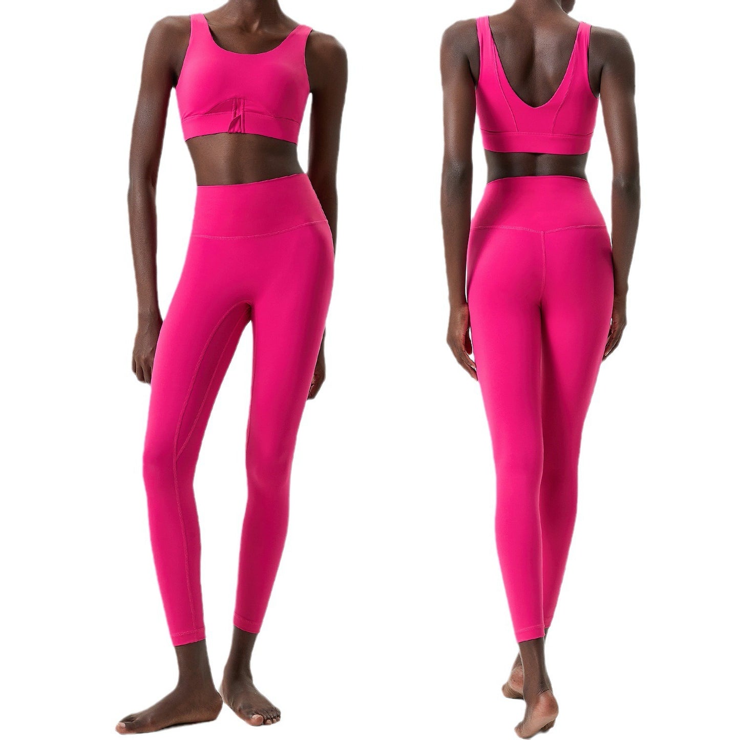 Zippered Form Accentuating Leggings and Sports Bra