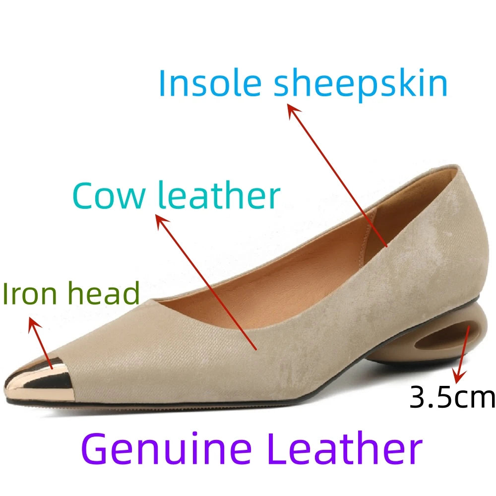The Nova Sculpted-Heel Pointed-Toe Leather Flats