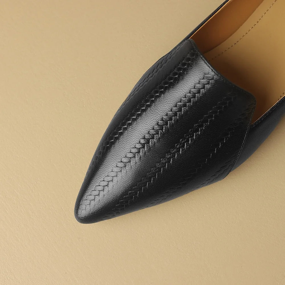 Adriana Hand-Woven Pointed-Toe Leather Loafer