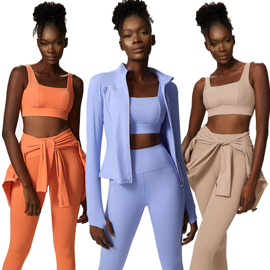 Women's Three-piece Fitness Suit in Multiple Colors