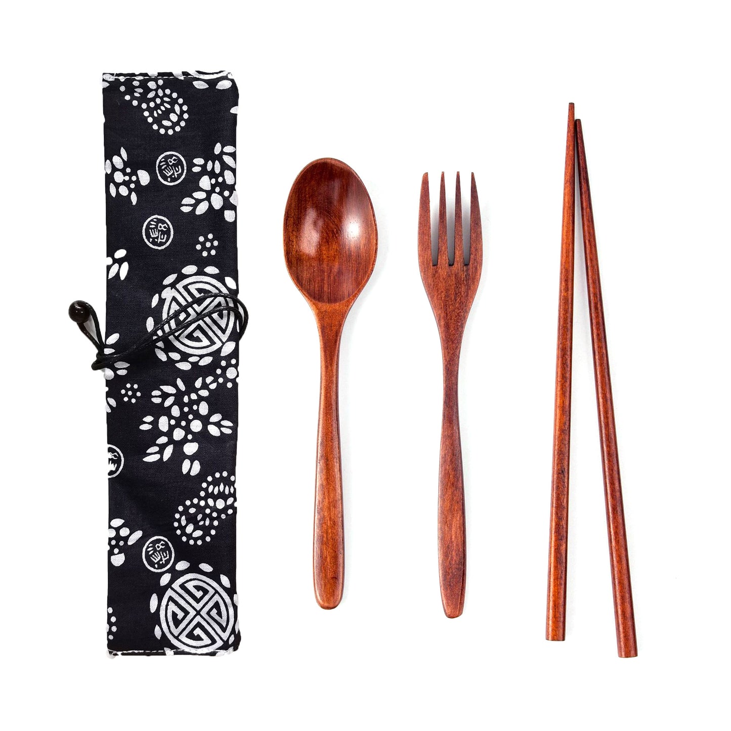 Three Piece Set of Japanese Wooden Tableware, Chopsticks, Spoons,Knife, Fork, Knife