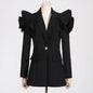 Stylish Slim Fitting Black Blazer With 3D Flower Designer Details on Sleeves