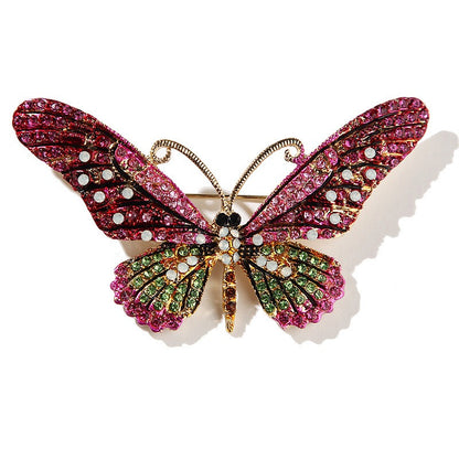 Minimalist  Butterfly Shaped Brooch Pin With Diamond Inlaid Enamel