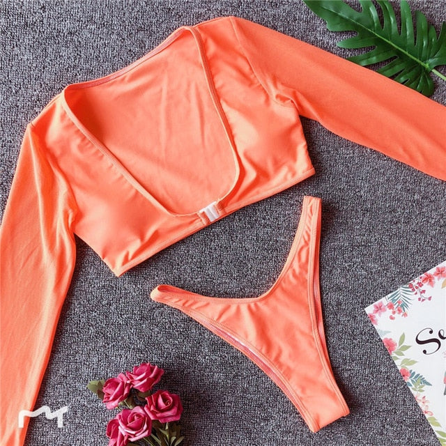 Sun Kissed Long Sleeve Brazilian Bikini Set