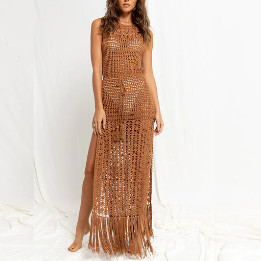 Boho Crochet Cover-Up Maxi Dress