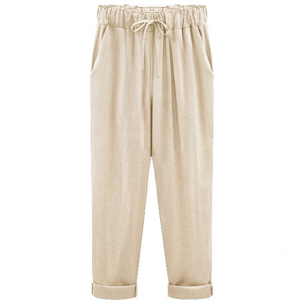 Women's Cotton and Linen Cropped Loose Pants, Multiple  Colors Options