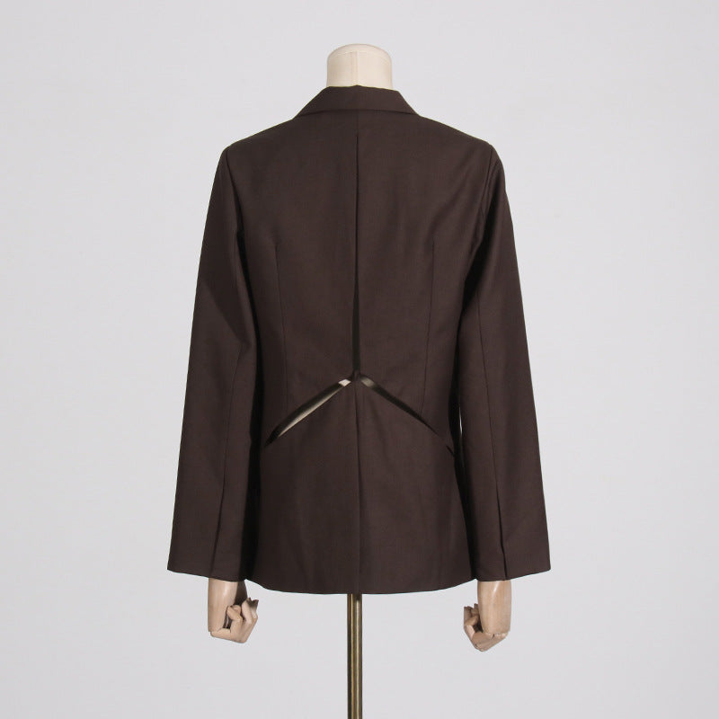 Coffee Colored  Cutout Blazer – Bold Meets Business