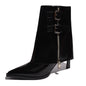 Fierce Buckled Zip Ankle Booties – Pointed Toe Patent Leather Finish