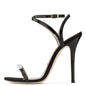Crystal Accent Black Patent Stiletto Sandals