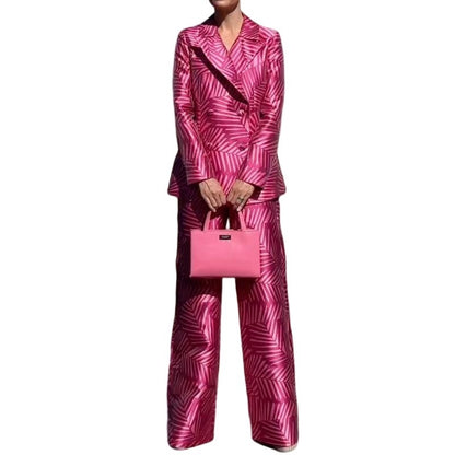 Pink Power Pant Suit in Vibrant Printed Fabric