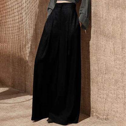 Elegant Wide Leg Pants for Women in Solid Minimalist Color