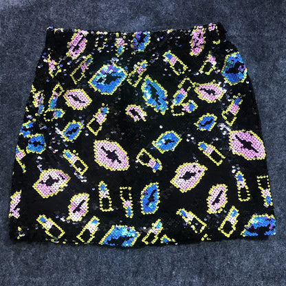 Stylish Sequin Elastic Band High Waisted Mini Skirt