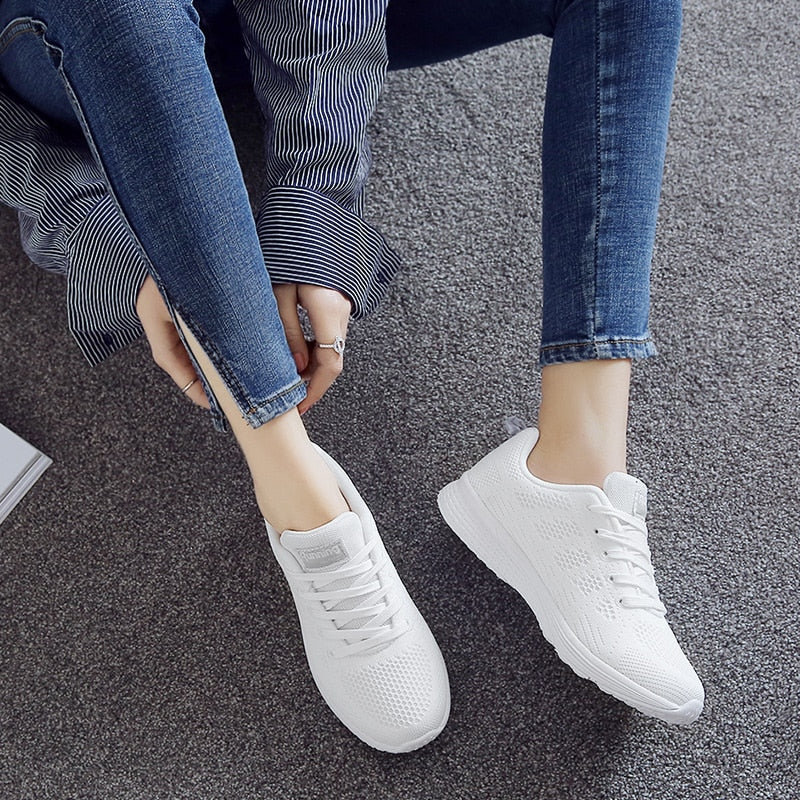 Women's Running Shoes White Woman Sneakers Air Fabric Womens Sport Shoes Women Lightweight Summer Sneakers Mesh