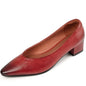 Sienna Pointed-Toe Low Block Heel Leather Pumps