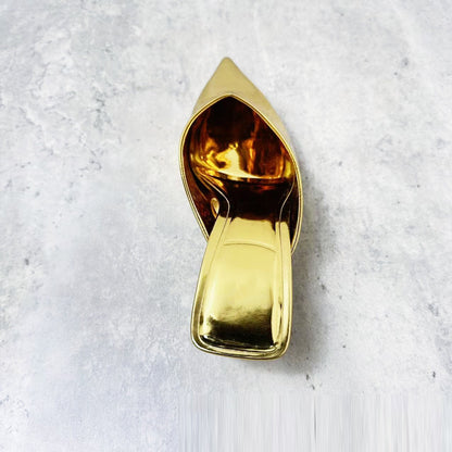 “Liquid Gold” Mirror Metallic Pointed-Toe V-Mule Flats