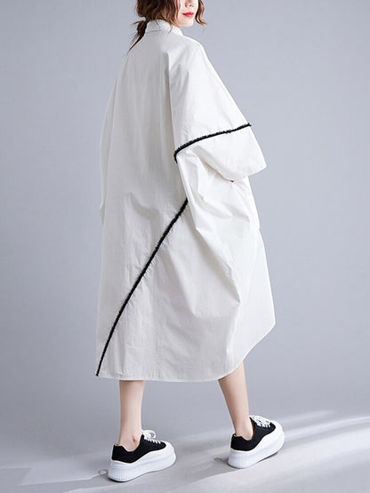 Stylish Oversized White Cotton Shirt Dress – Casual Cool with a Twist