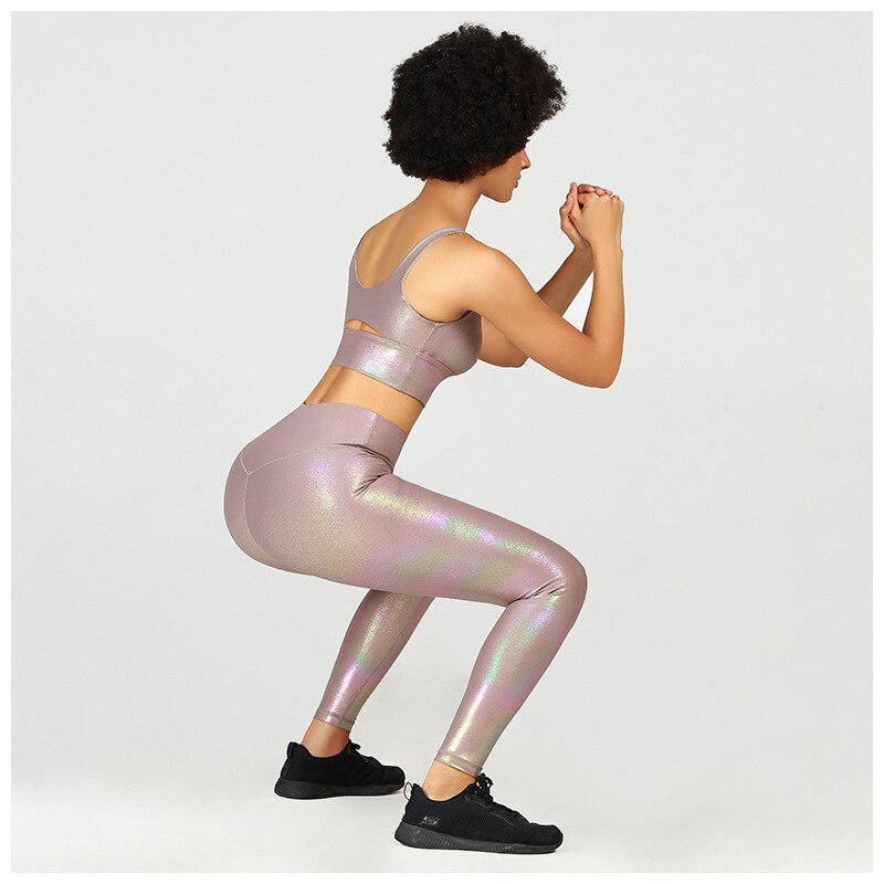 Hot Metallic Two-piece Fitness Set