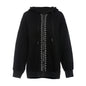 Cool Women's  Black Long Sleeved Hoodie with a Back Cut-out Design and Front Zipper,